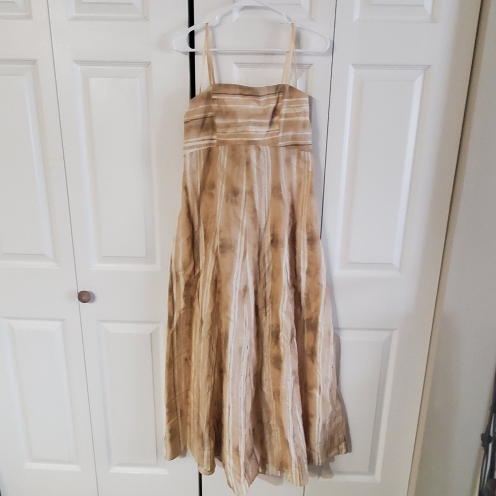 CECE NWT. SUMMER MAXI DRESS. MED. VROWN TAN WHITE. POCKETS